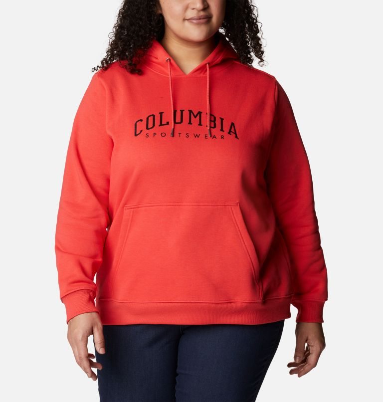 Hanorac Cu Gluga Columbia Logo Dama Rosii | Plus Size ZMS9AQ17M